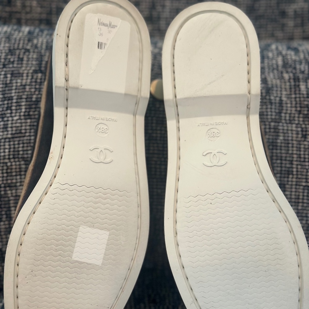 CHANEL moccasins loafers dark grey 2 tone - Picture 5 of 9